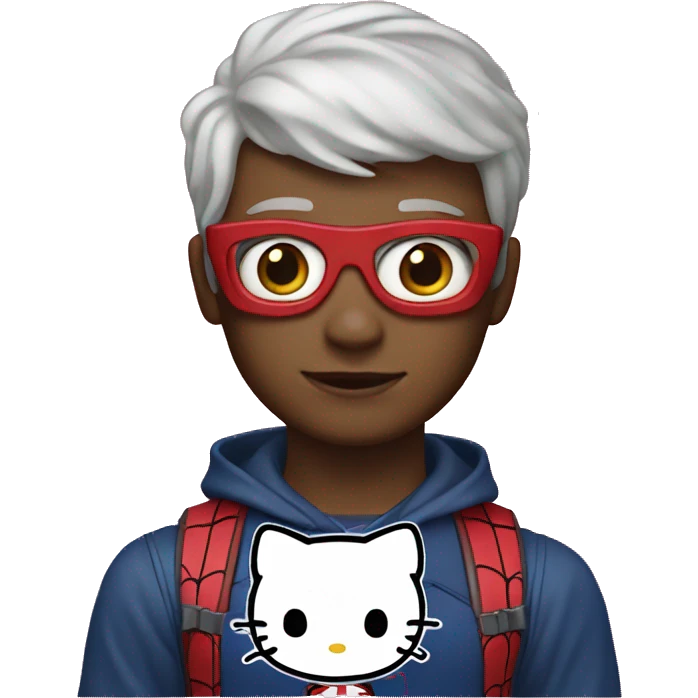 Hello kitty with Spider-Man emoji