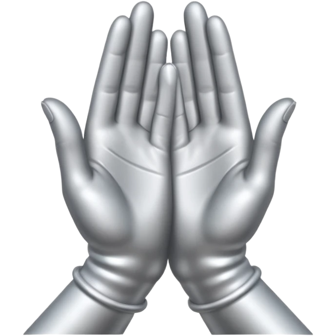 praying metallic hands, realistic proportions emoji