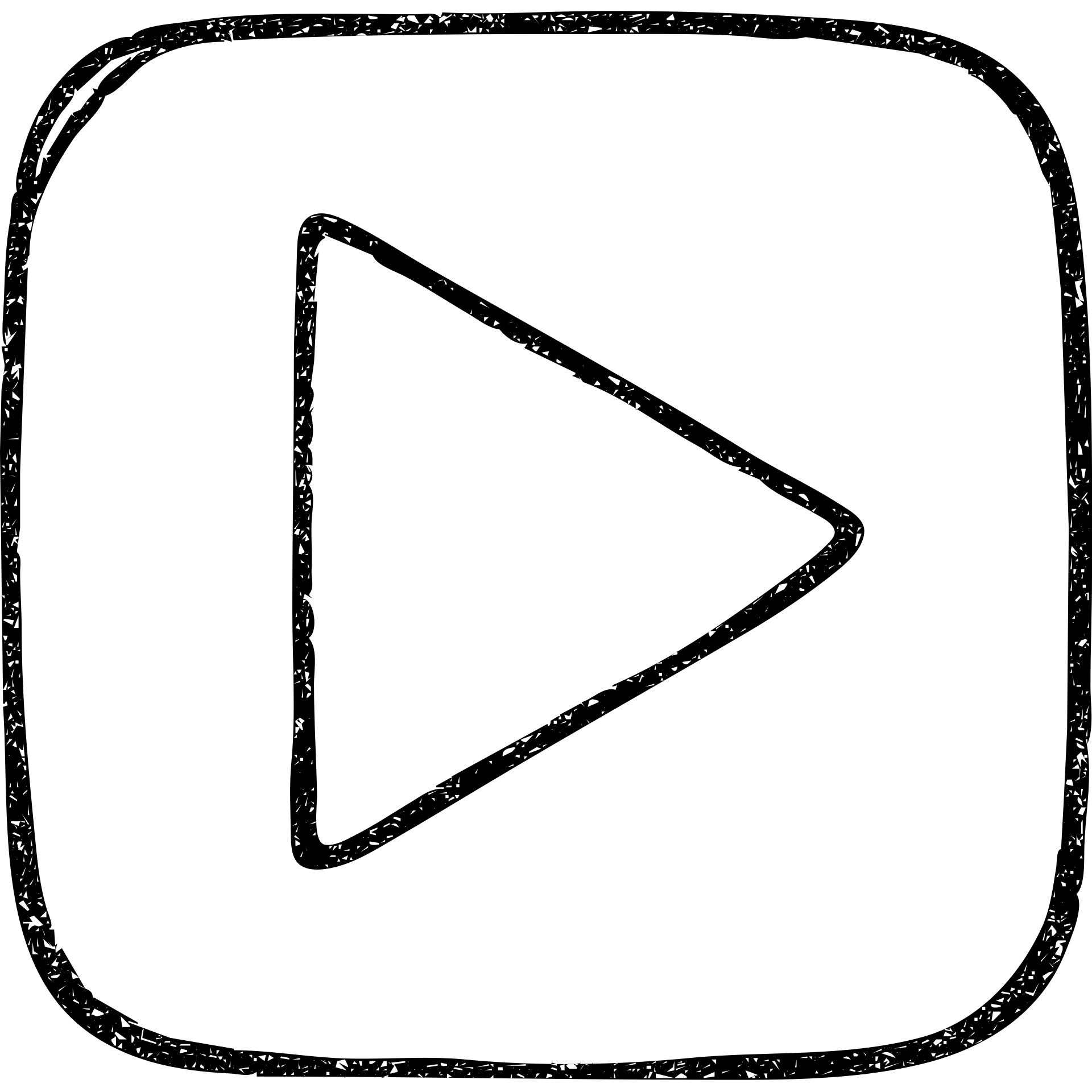 hand drawn outlined play button icon, bold lines, slightly imperfect triangle emoji