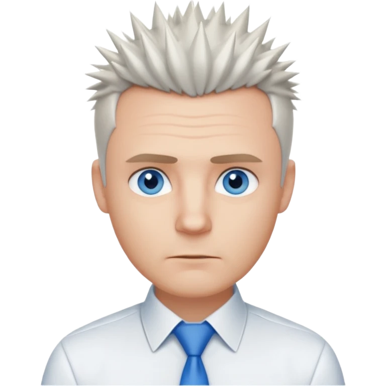 40 yr old white man short spike hair white dress shirt blue eyes no smile emoji