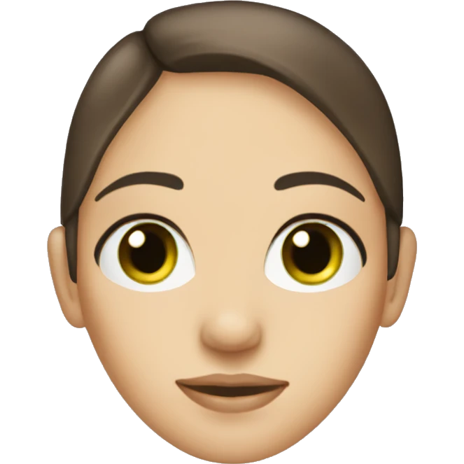 Caucasian woman, dark brown hair, green eyes emoji