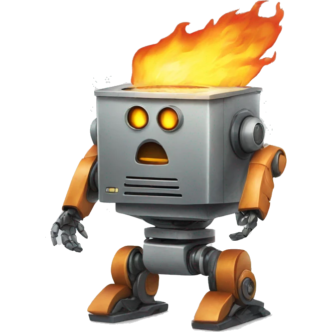 the robot and caught fire emoji
