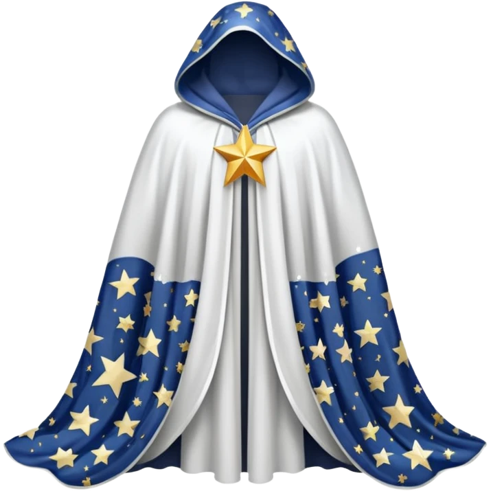 a fantasy  magic, white color with star pattern cloak emoji