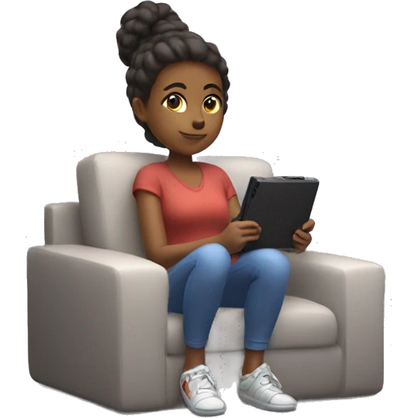 Relaxed girl playing nintendo switch emoji