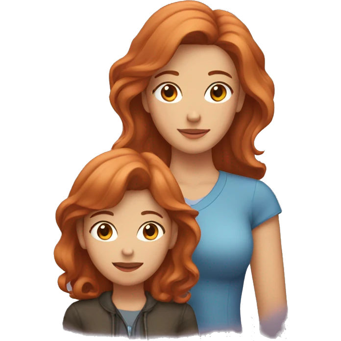 Mother with brunette hair with adult daughter with light red hair  emoji