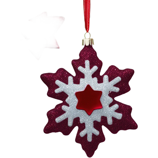 Burgundy Christmas ornament glitter with dark red snowflake  emoji