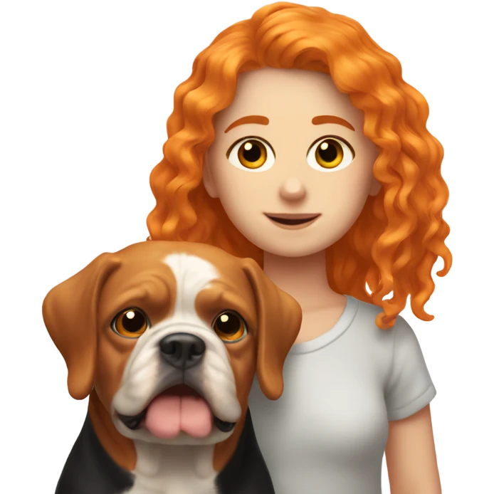 orange hair girl with staffordshier bullterier  emoji