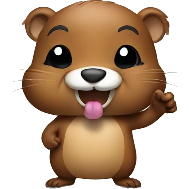 beaver showing peace sign emoji