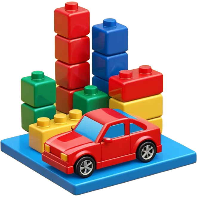 Toy car beside building blocks emoji