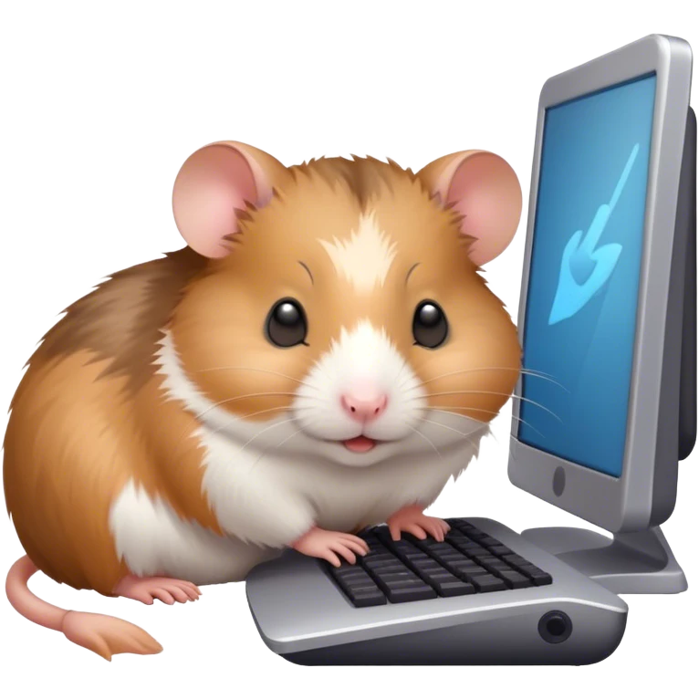 cute Hamster working on computer sleeping emoji