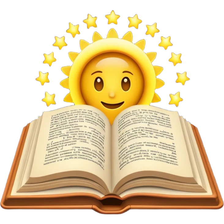 open book with glowing text emoji representing LLM emoji