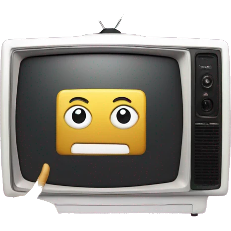 box tv with static on the screen, along with two hand prints emoji