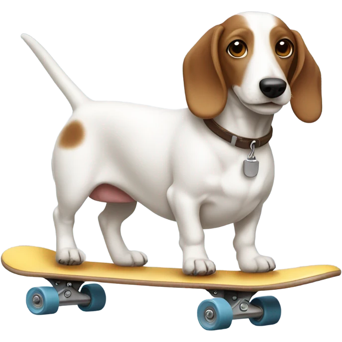 Skateboarding white sausage with brown ears dog emoji