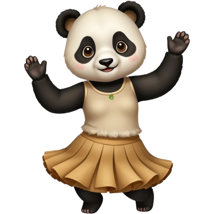 funny Panda with skirt dancing emoji