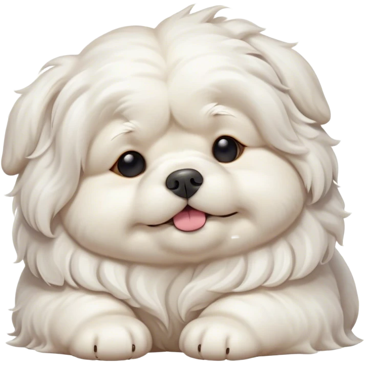 Cinematic Meme-Worthy Chubby Sleeping Wavy-Haired Maltese dog Portrait Emoji, Head resting peacefully with a contented smile, featuring a delightfully chubby build and a luxuriously soft, wavy-haired white coat, eyes shut in a serene nap, Simplified yet hilariously adorable features, highly detailed, glowing with a soft, drowsy light, high shine, relaxed and utterly lovable, stylized with an air of playful laziness, bright and endearing, soft glowing outline, capturing the essence of a comically sleepy companion, so meme-worthy it feels like it could instantly become the next viral sensation of adorable slumber! emoji