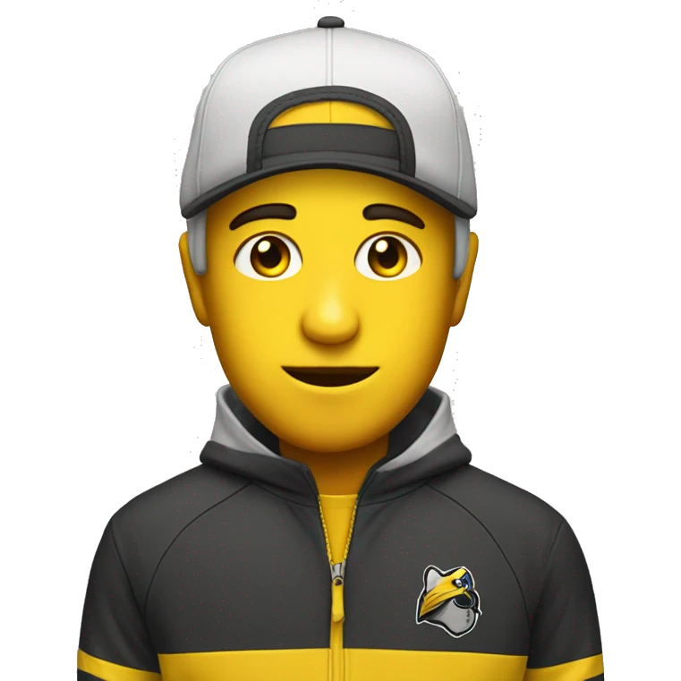 Cool goy with yellow face and cap and he wears full track suit emoji