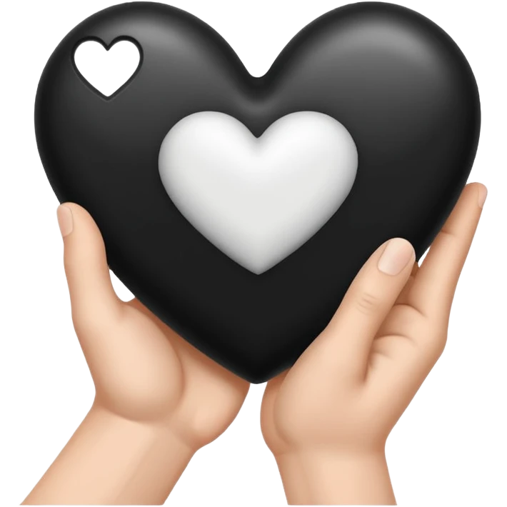  black and white heart in hand emoji