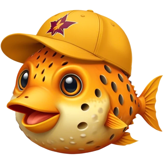 All Orange Blowfish facing forward With an Arizona State SunDevils Hat emoji