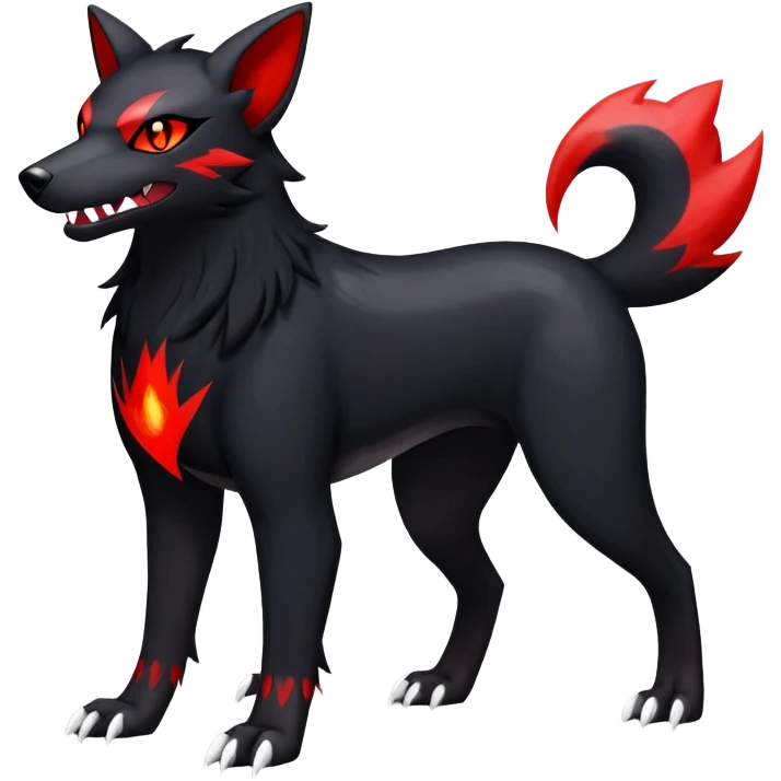 Shiny Exotic Excessive Mysterious Houndour-Poochyena-Pokémon-Fakémon-hybrid-creature (full body) emoji