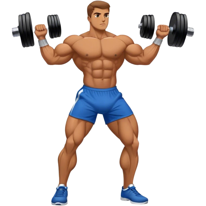 side-view bodybuilder dumbbell lunges emoji