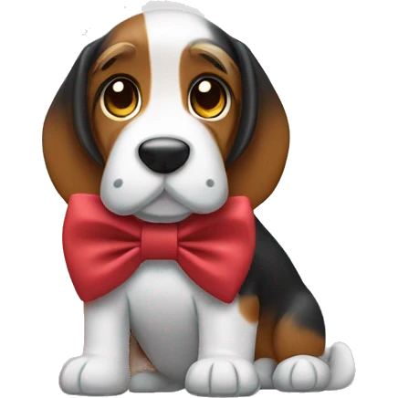 tri color Bassett hound wear bow emoji