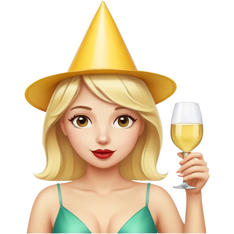 Blonde birthday girl drinking Chardonnay emoji
