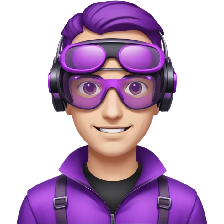 Cyberpunk man fappy head 3d puruple cyber VR -glasses emoji