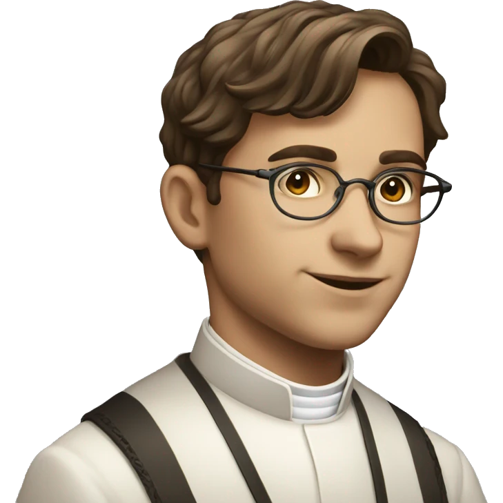victorian young priest with brown hair and glasses emoji