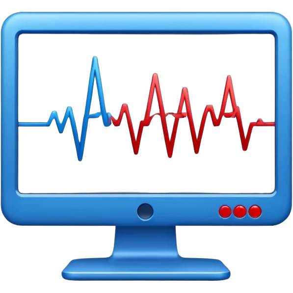 heartbeat line on monitor in blue and red colors emoji