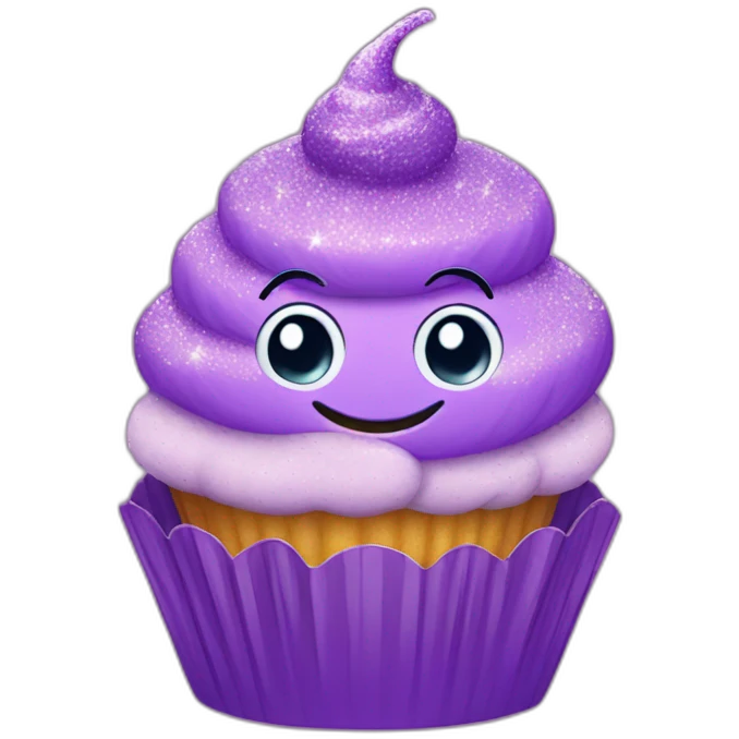 Happy purple glittery cupcake  emoji