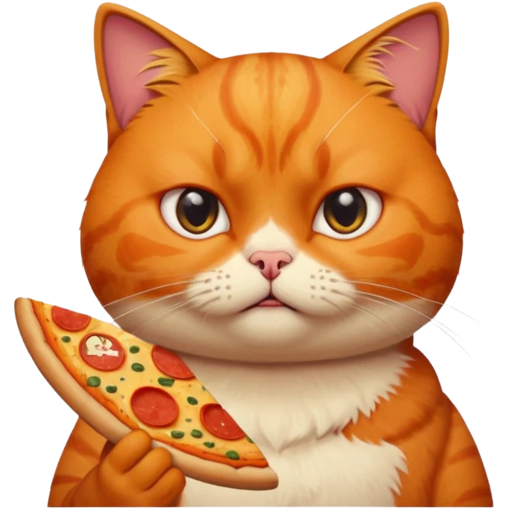 frowning cat with pizza, portrait, bust up emoji