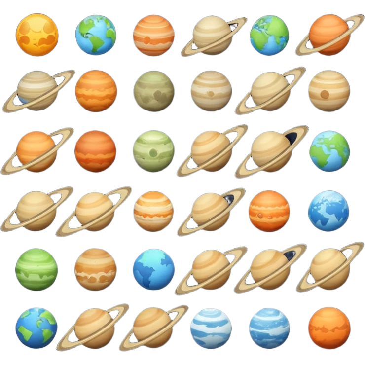 12 planets emojis I need a line for each planet mercury emoji