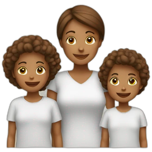 Mom two kids brown emoji