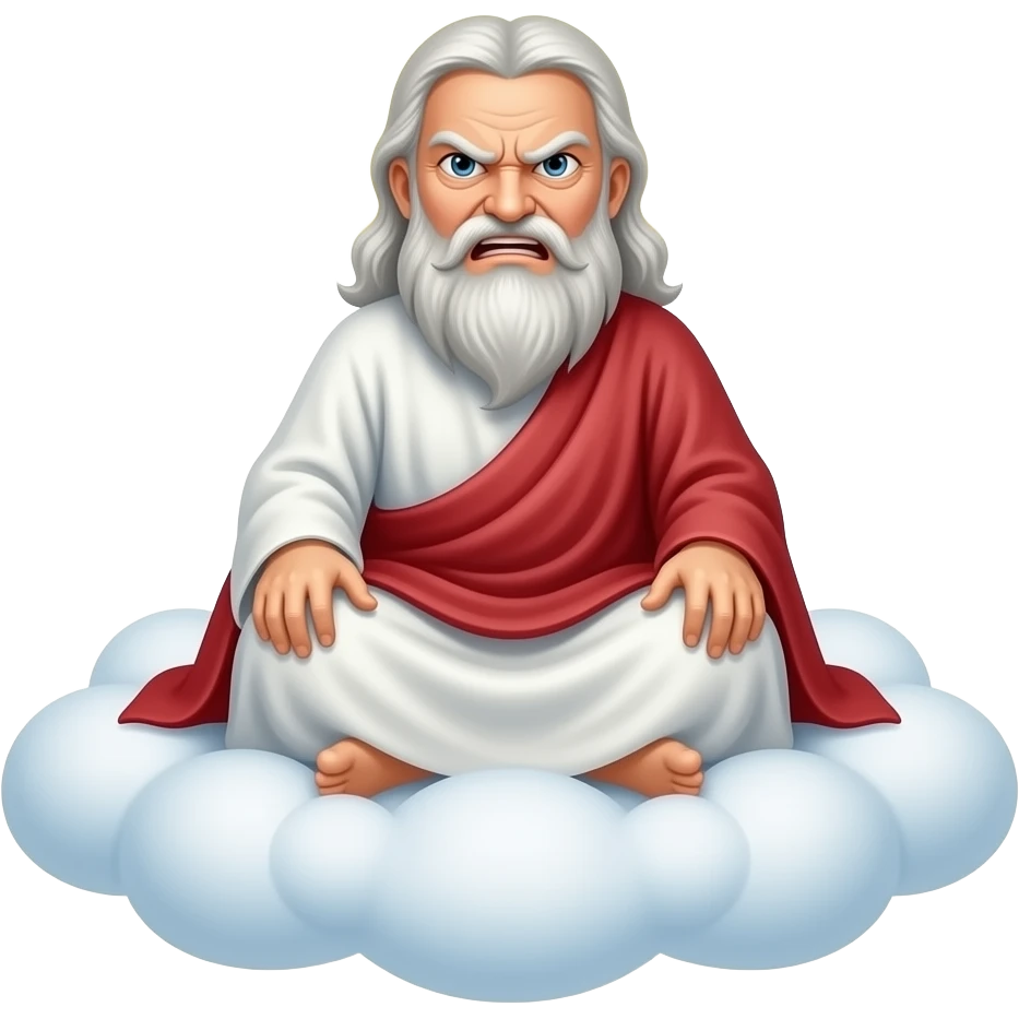 God as an old man sitting in heaven very angry emoji