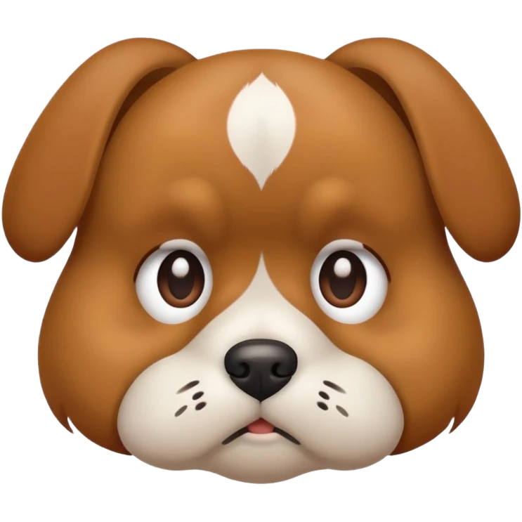 dog sitting with a pout on face emoji