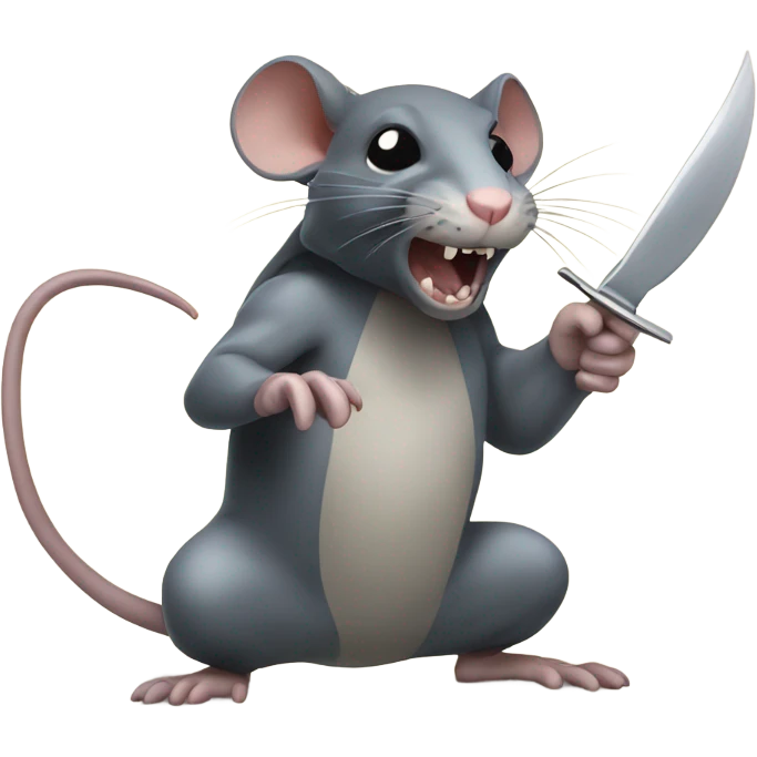 A rat fights a snake with a knife. emoji