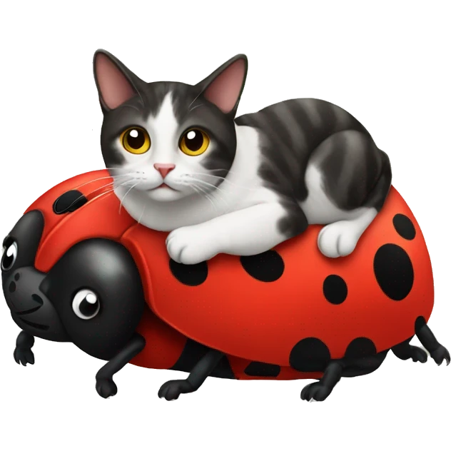 cat riding a ladybug emoji