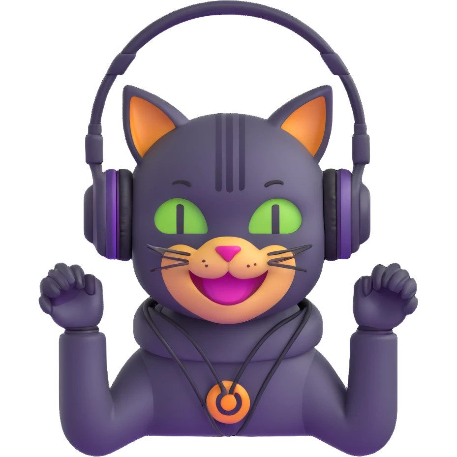 smiling cybercat wearing headphones emoji