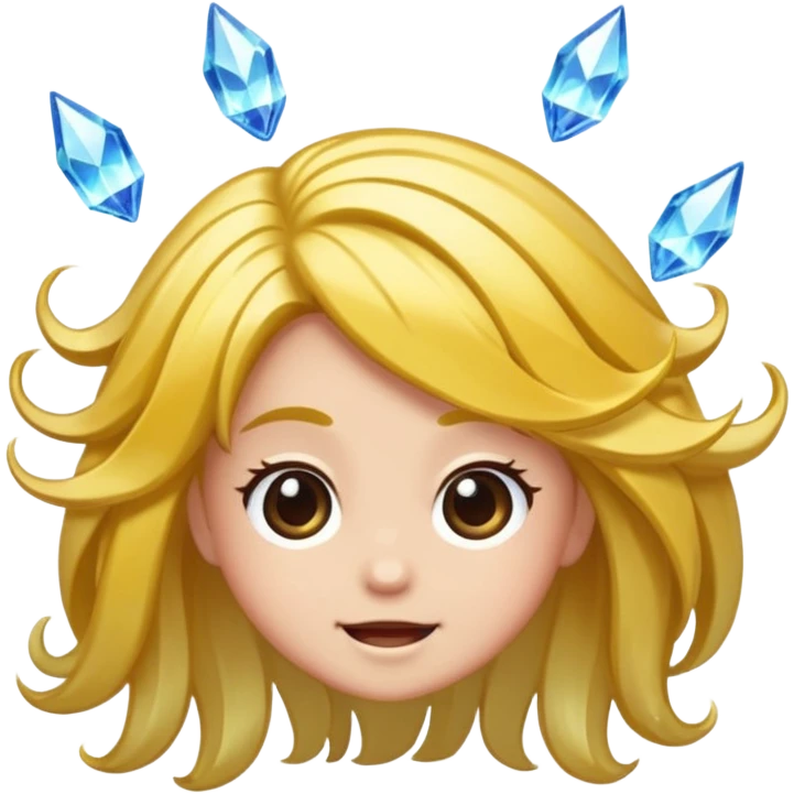 crystal forest character hair flip with sparkle trail emoji