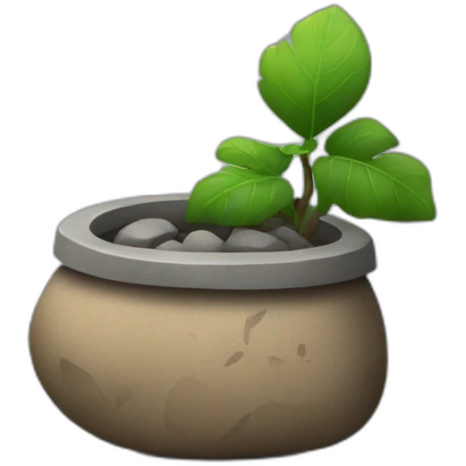 A rock with a pot on op emoji
