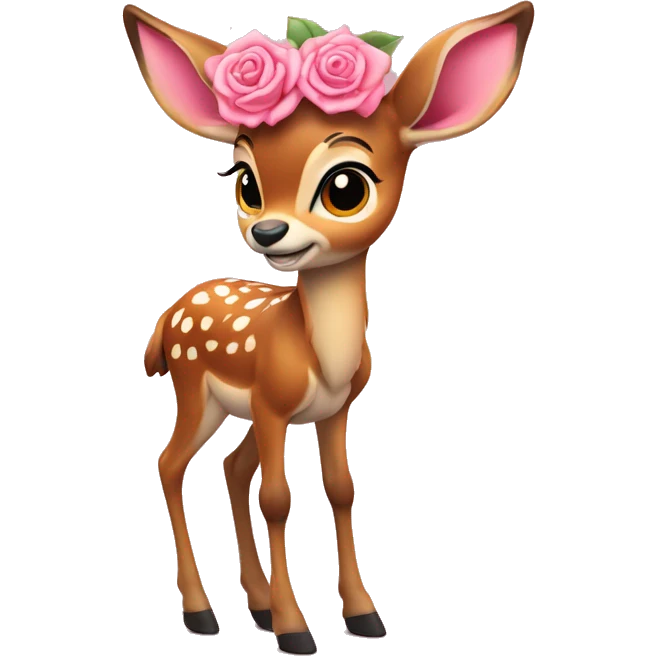 Bambi com laço cor de rosa na cabeça  emoji