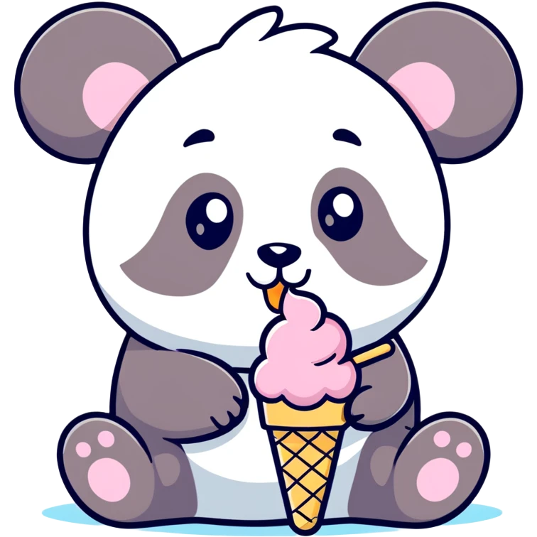 Panda eating ice cream emoji