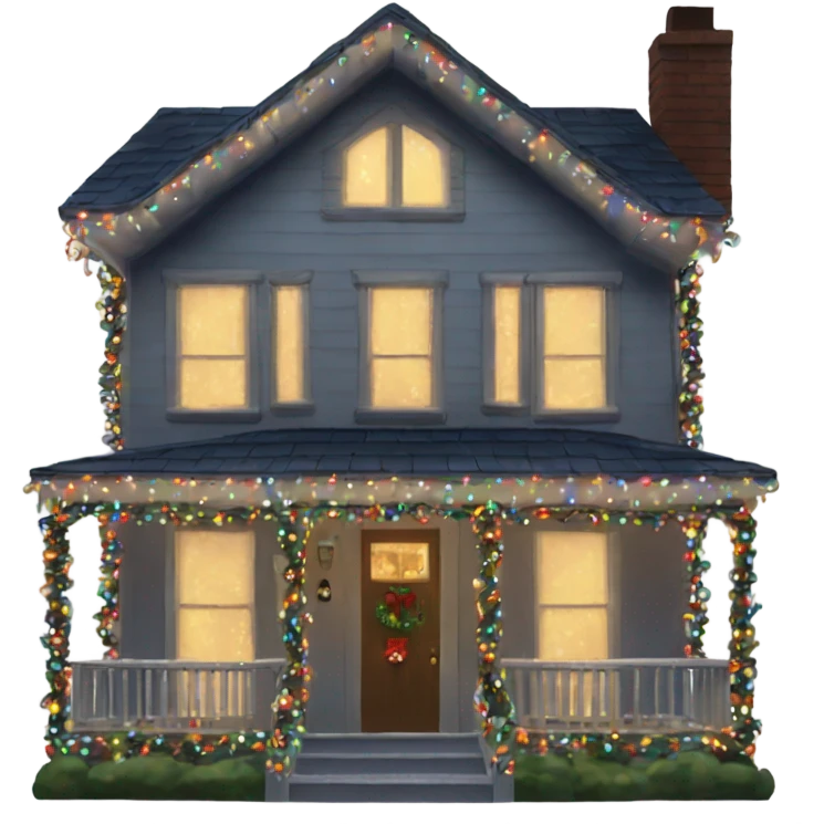 house decorated with christmas lights fancy emoji