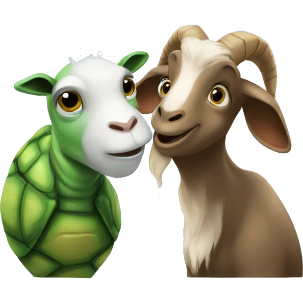 Turtle and Goat kissing emoji