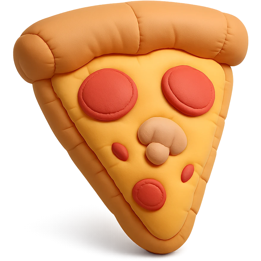 plushie style slice of pizza, soft and cute, cushion style emoji