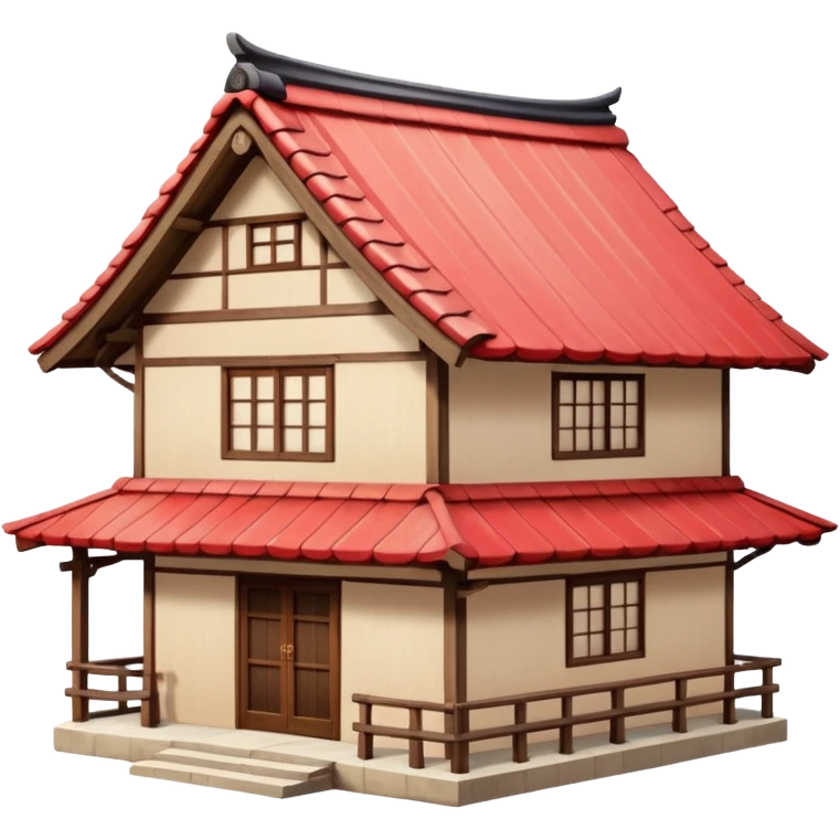 japan style wood house red beige emoji