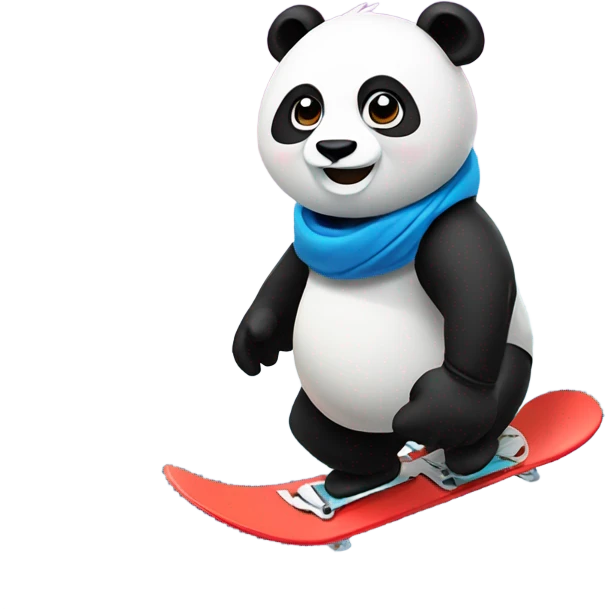 Panda snowboarding down mountain  emoji