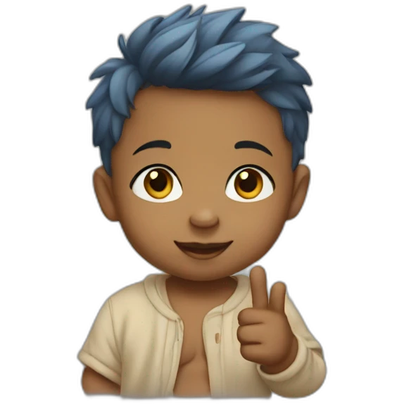 baby boy showing peace sign emoji