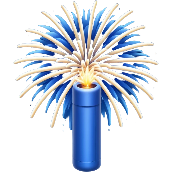 deep blue firework travelling through the sky ready to explode emoji