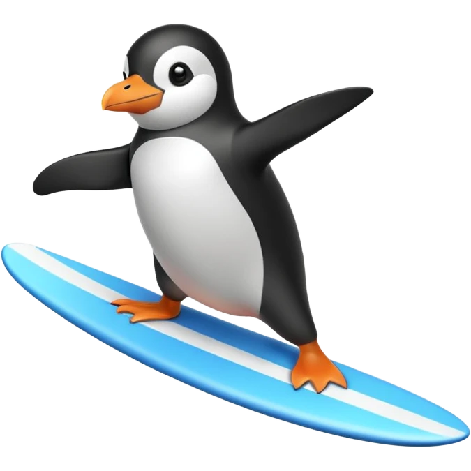 Penguin surfing emoji